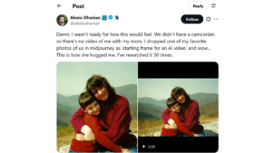 This touching viral AI video of Reddit co-founder Alexis Ohanian’s mom hugging him is also sparking a fiery debate